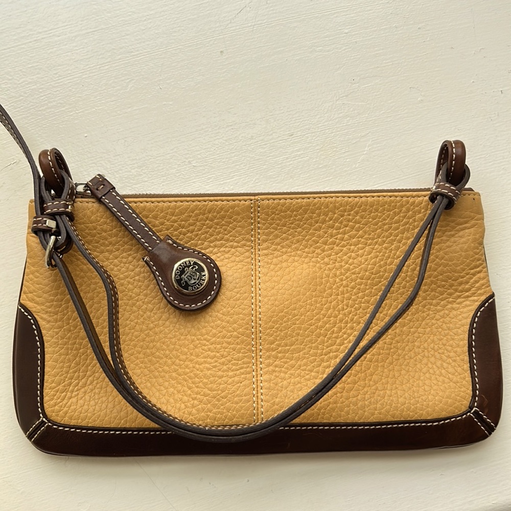 Dooney & Bourke Yellow and Brown Pebbled Leather Shoulder Bag